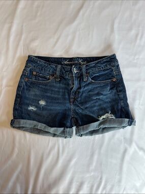 American Eagle Outfitters Indigo Rolled-Hem Denim Shorts